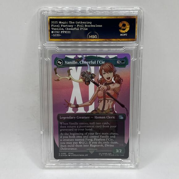 Vanille, Cheerful l'Cie - Borderless Foil MTG Final Fantasy FFXIII Graded 9 - Picture 1 of 2